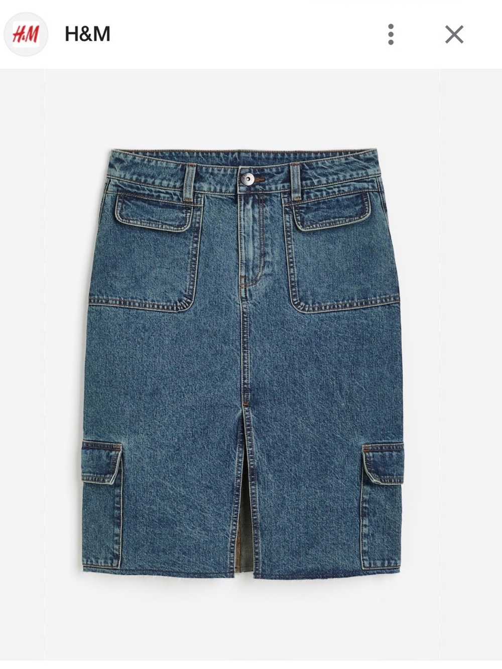 H&M Blue Denim Cargo Pencil Skirt